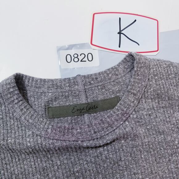 Enzo Costa Ribbed Knit Mini Dress Sleeveless Crewneck - Picture 14 of 14